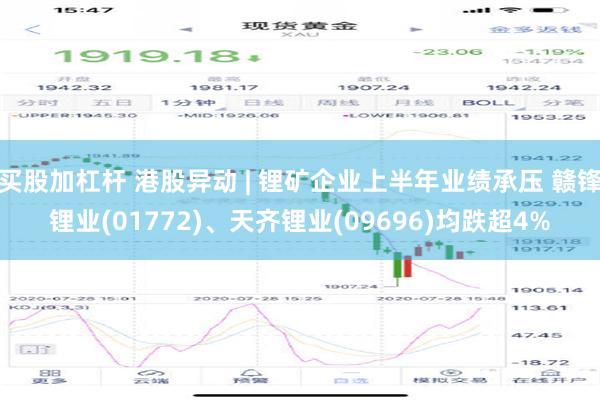 买股加杠杆 港股异动 | 锂矿企业上半年业绩承压 赣锋锂业(01772)、天齐锂业(09696)均跌超4%